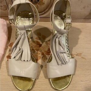 Elegant Cream Sandals with Tassel Detail